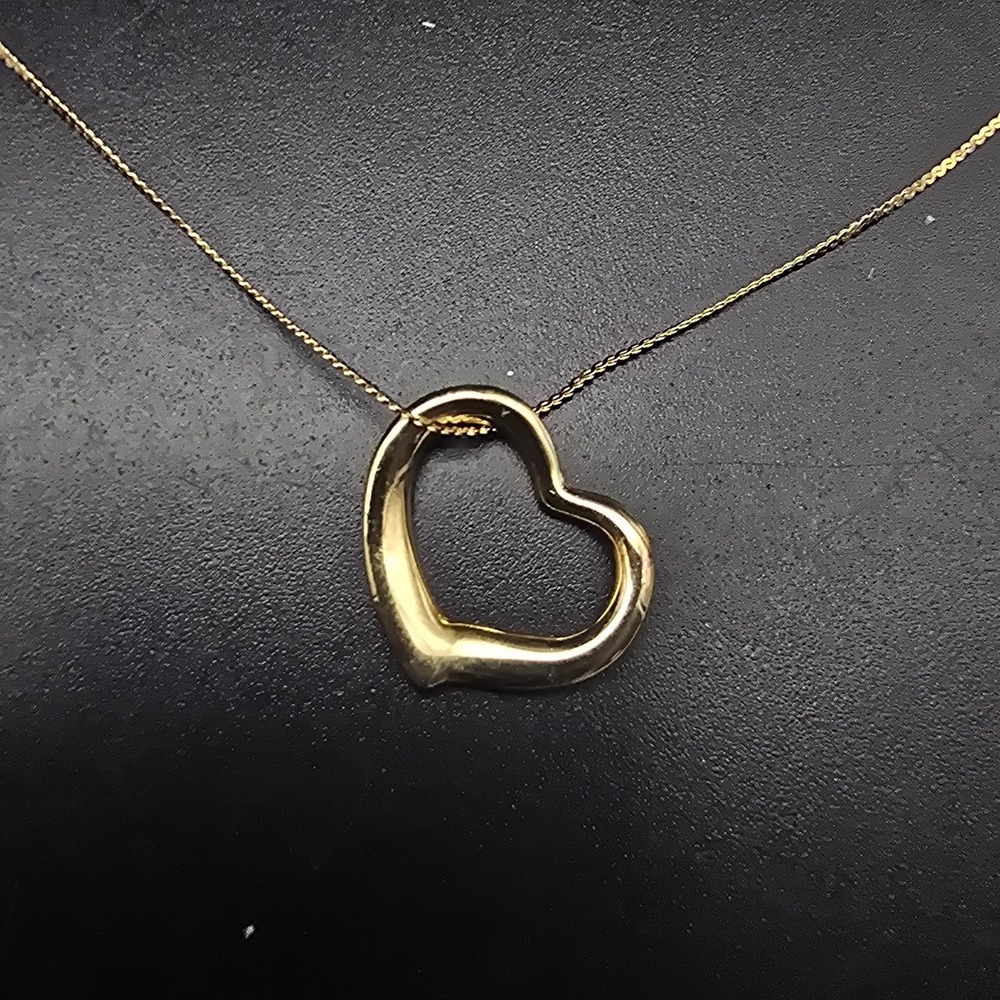 Gold Plated Sterling Silver Heart Pendant Necklace Vintage Jewelry